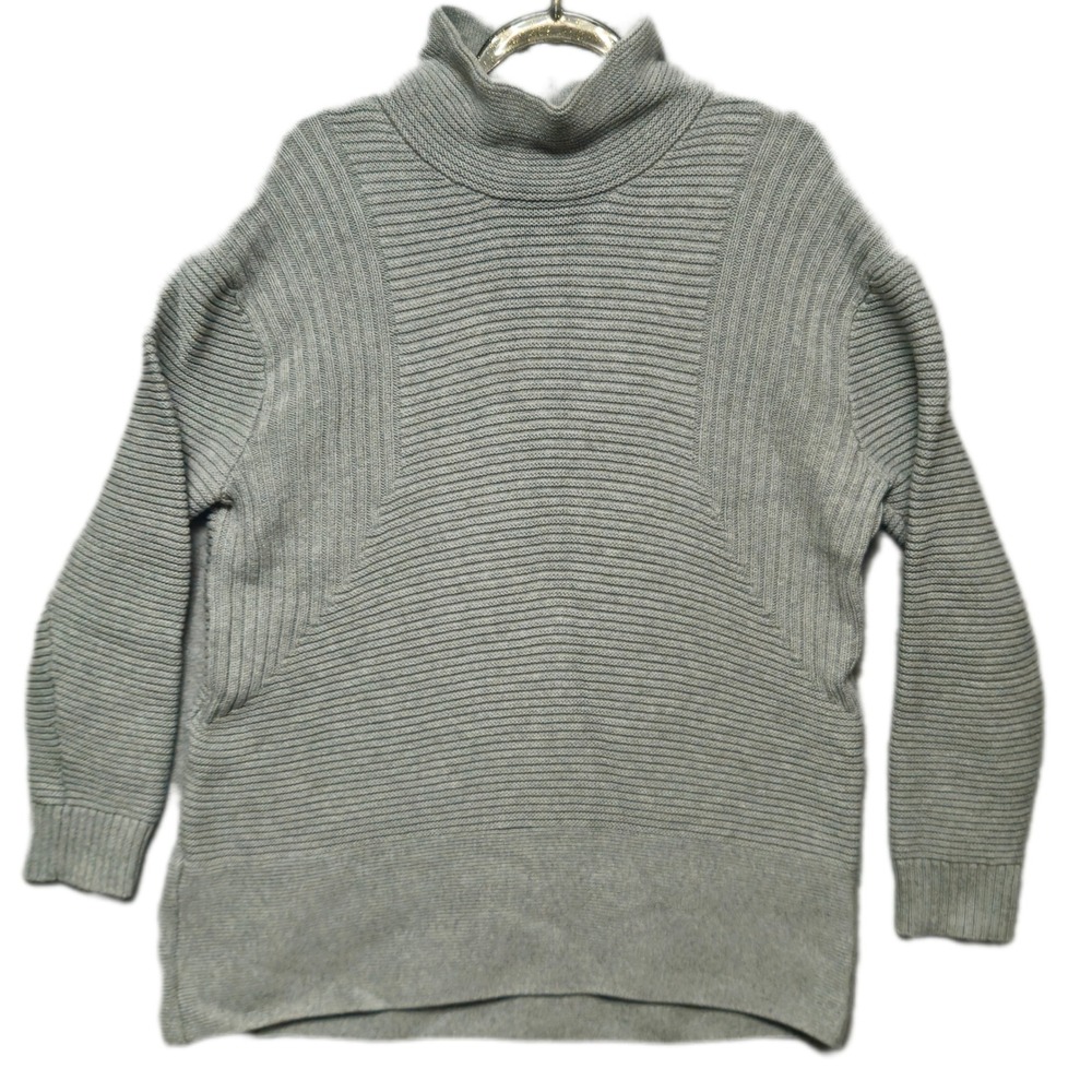 VINCE CAMUTO‎ Mock Neck Sweater Womens Medium Gray Ribbed Cotton Stretch Casual